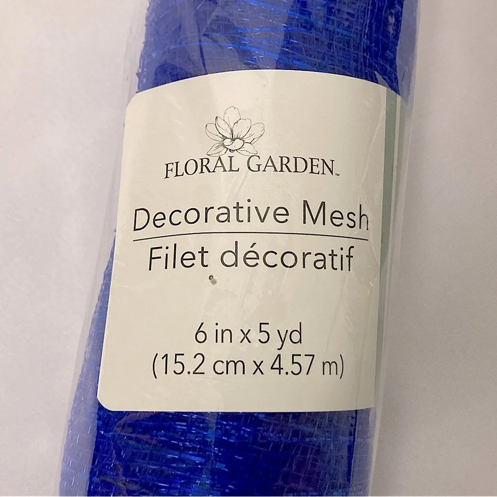Floral Garden Royal Blue Decorative Mesh 6” x 180”